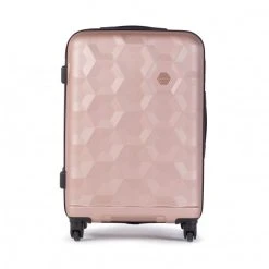 Suitcases Medium Trolley LASOCKI - BLW-A-102-66-07 Gold Pink
